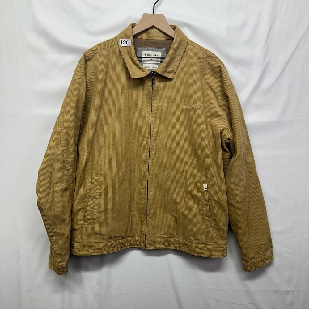 Quiksilver Men’s XL Tan Corduroy Collared Zip Jacket Workwear Casual Coat - Picture 2 of 8